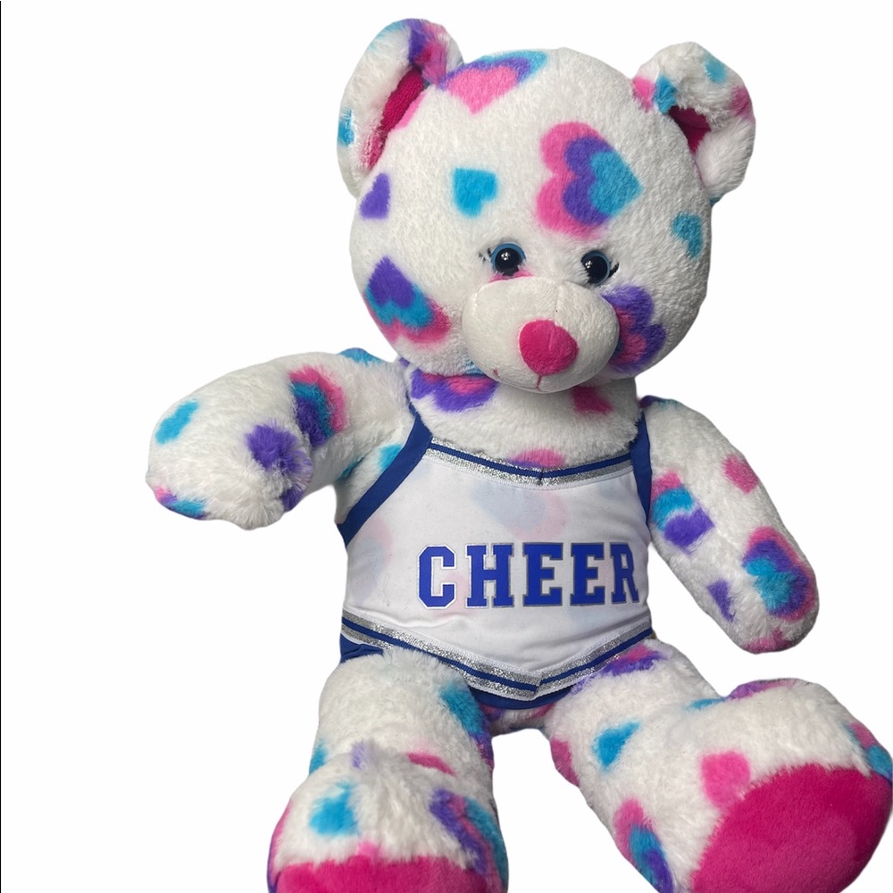 Build A Bear Plush White Rainbow Heart Toy.